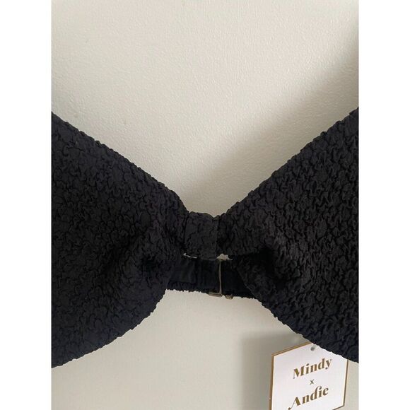 Andie x Mindy The Amor Bikini Top Womens XL Black Textured Beach Swimwear Beach - Picture 5 of 10